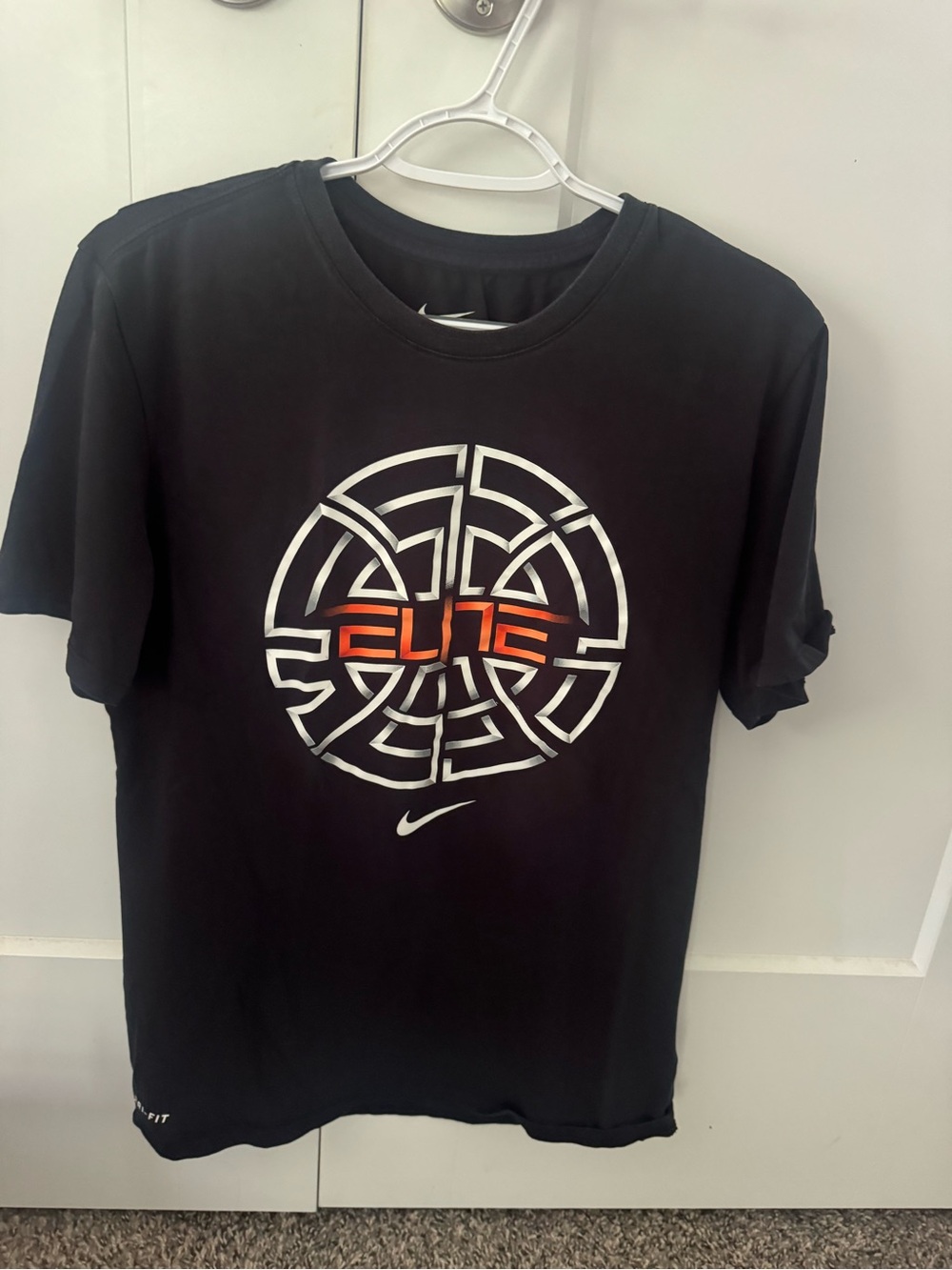 Nike Black Short-Sleeve Tee with White & Orange ELITE Graphic